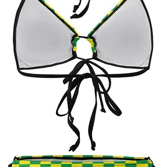 SKT T1 Checkered Bikini Sets for Women Halter Bra Top and High Cut Bikini - Picture 6 of 7